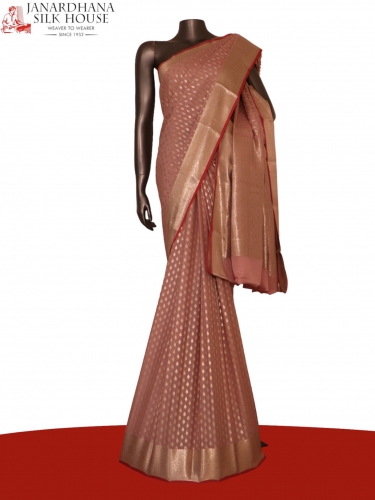 Pure Silver Zari Butta Crepe Silk Saree